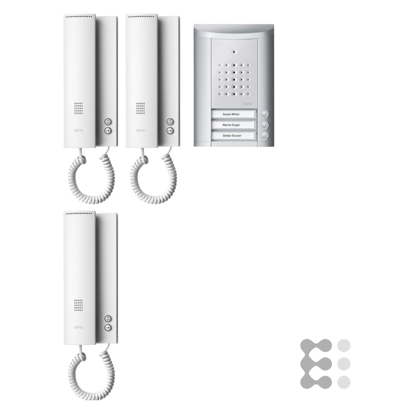 Schneider Electric, Campanello + Citofono, 3 Famiglia citofono Set bianco (Cablato)
