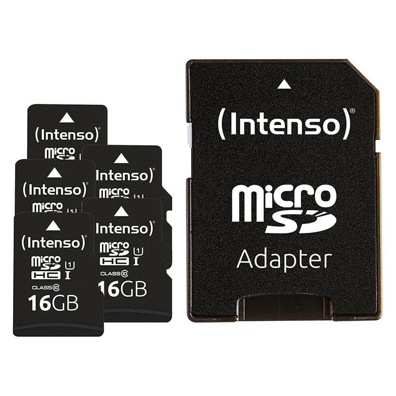 Intenso Confezione multipla di schede microSD UHS-I Premium, 5 da 16 GB (16 GB, SDHC, U1, UHS-I), Scheda di memoria