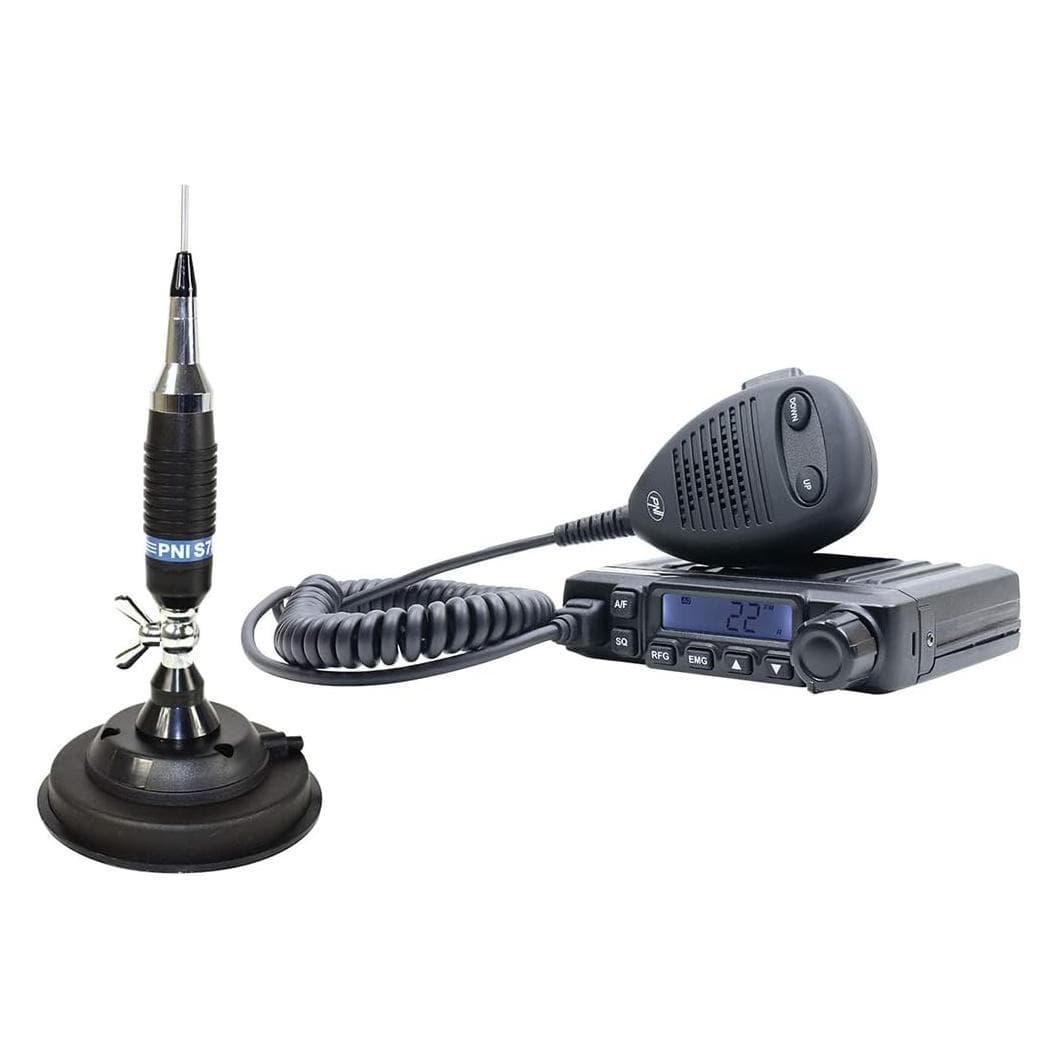PNI Pacchetto radio CB Escort HP 6500 ASQ + antenna CB S75 (10 km), Walkie talkie, Nero