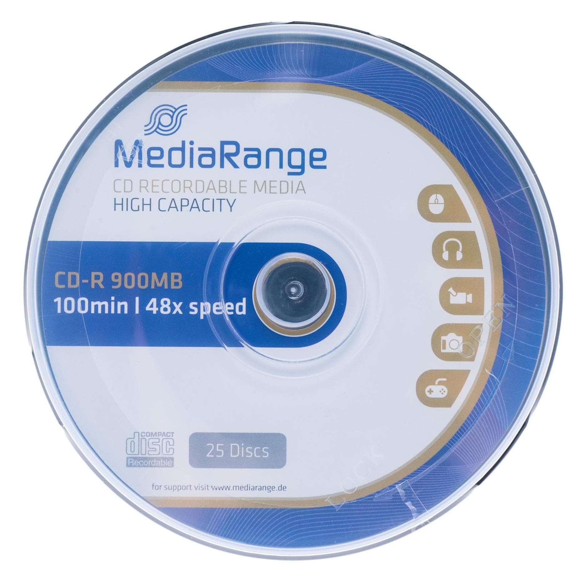 MediaRange Supporto CD-R 900 MB, fuso (25 pezzi), tipo di supporto (25x), Disco ottico