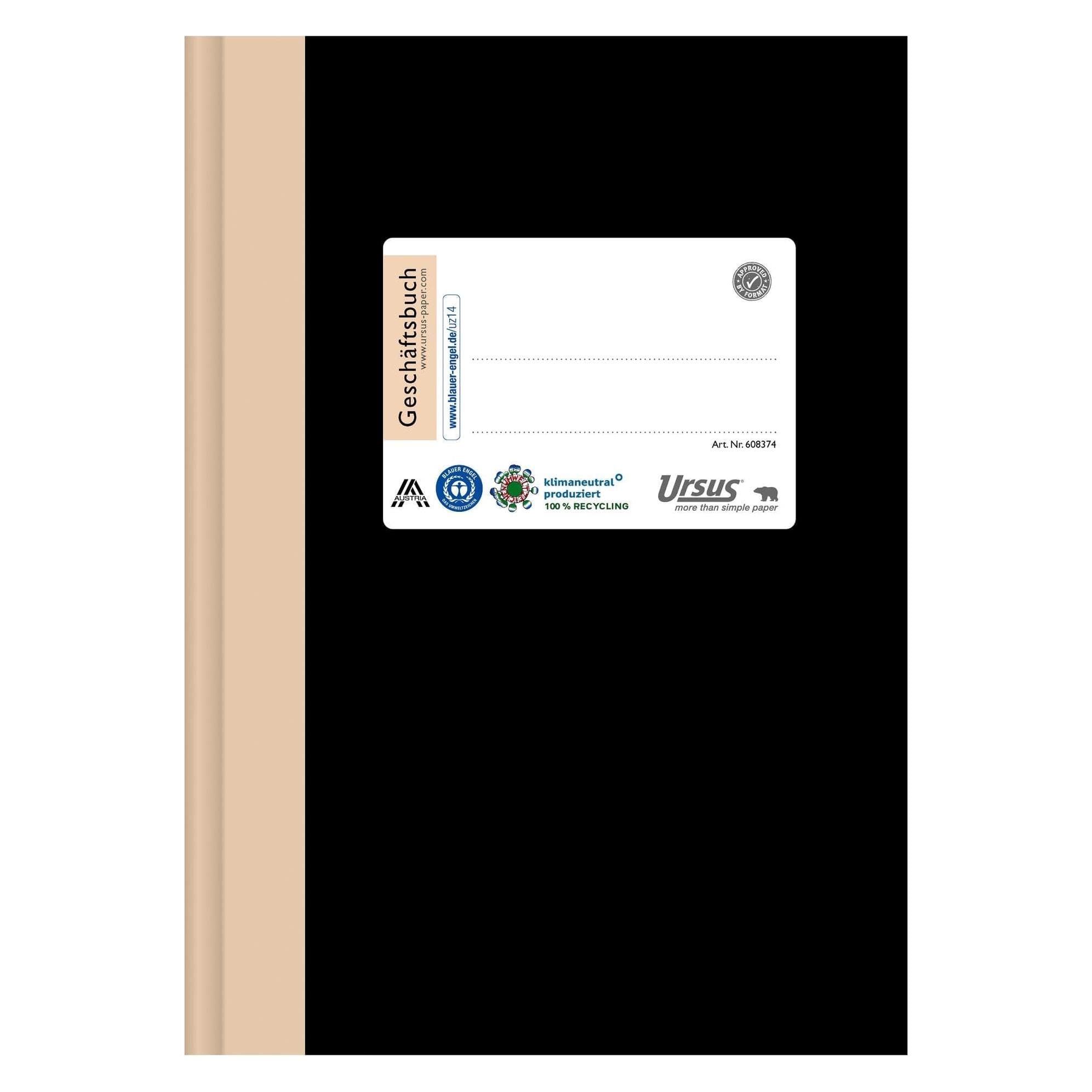Ursus, Quaderno + Bloc notes, Business Book DIN A5 foderato nero 96 fogli (A5, Righe)