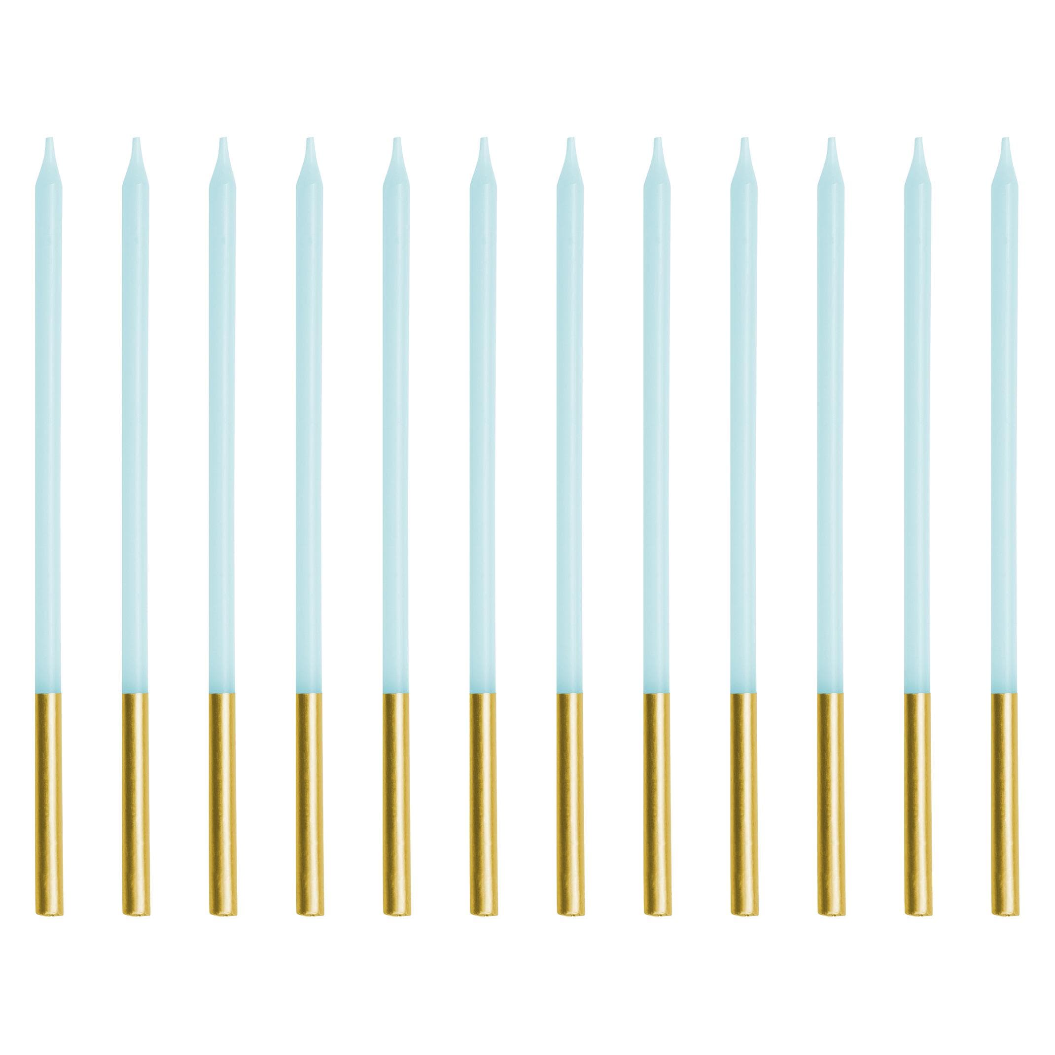 Partydeco Candele di compleanno - oro e azzurro (12 pz.)