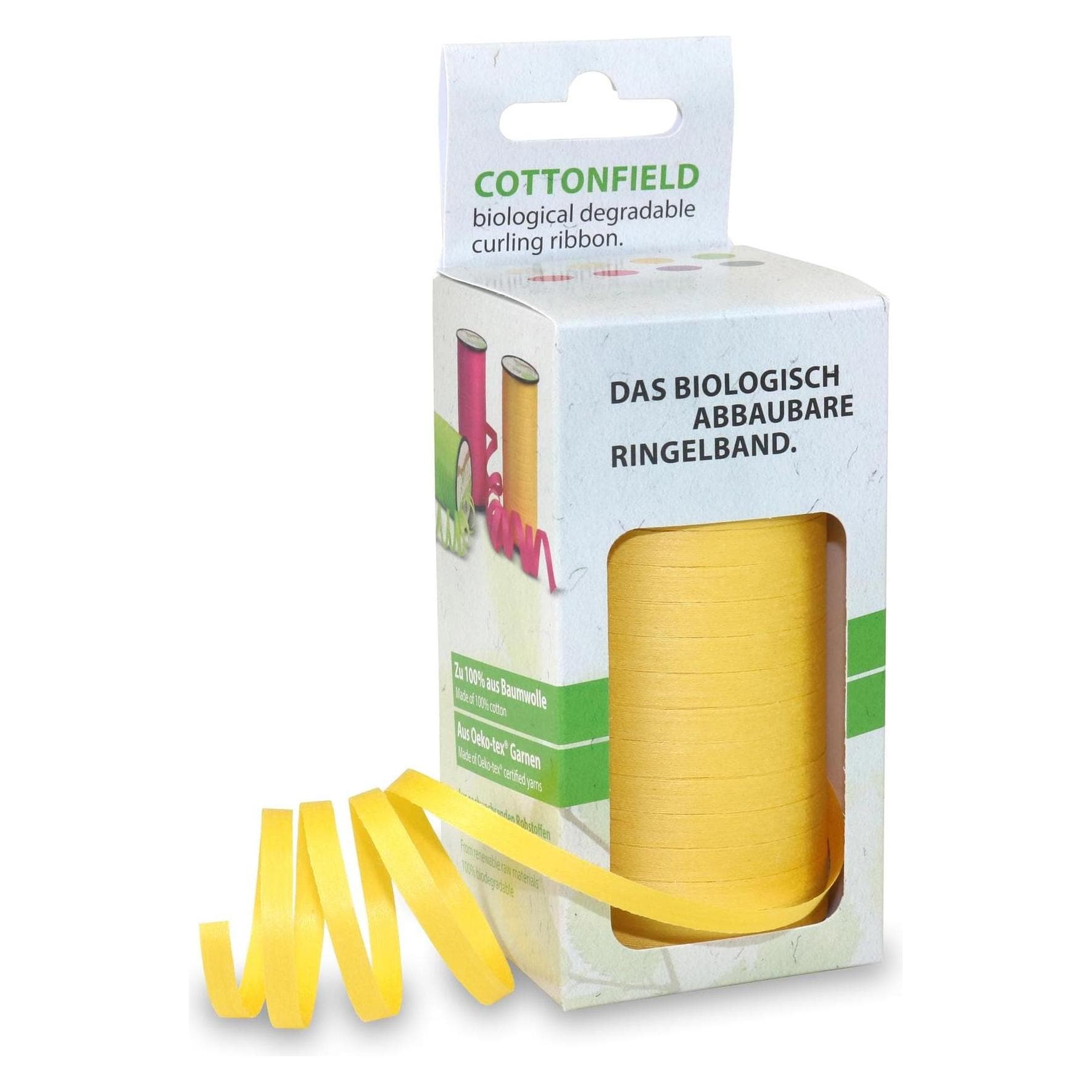 Pattberg, Confezione regalo, Cottonfield Gift Ribbon 0.5 cm x 100 m, Giallo (1x)