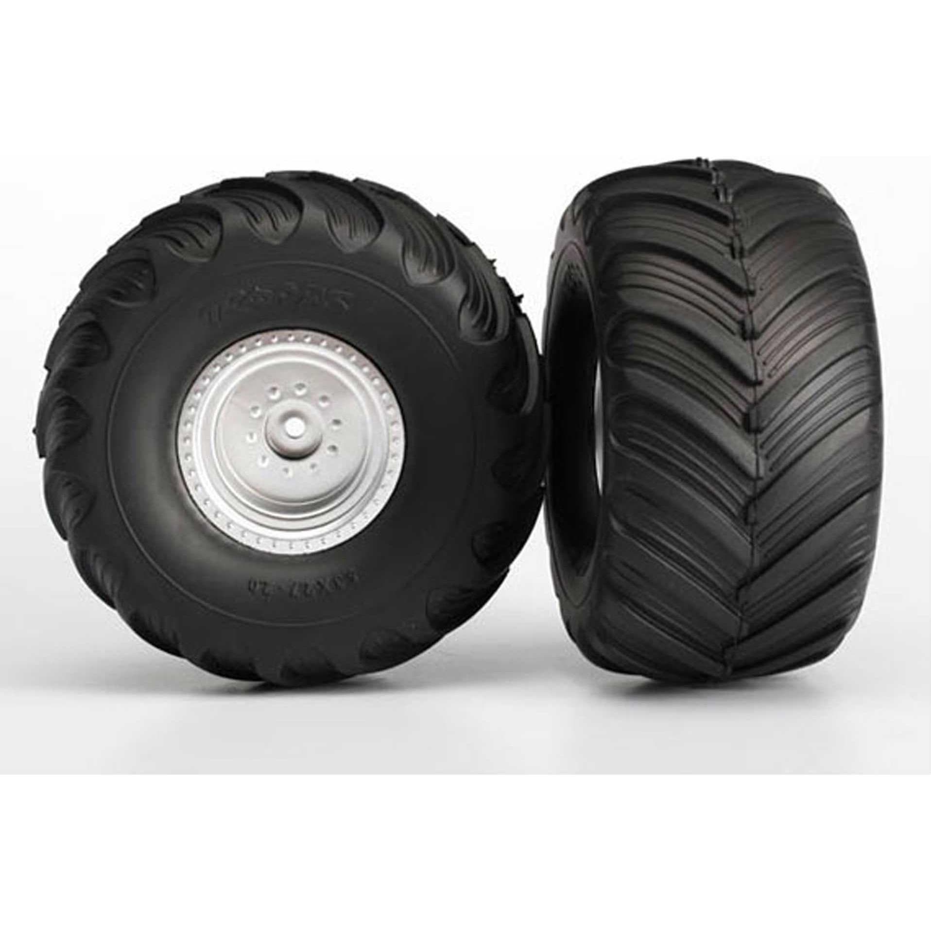 Traxxas Pneumatici/Rims Set satinato cromato Monster Jam replica Monster Jam