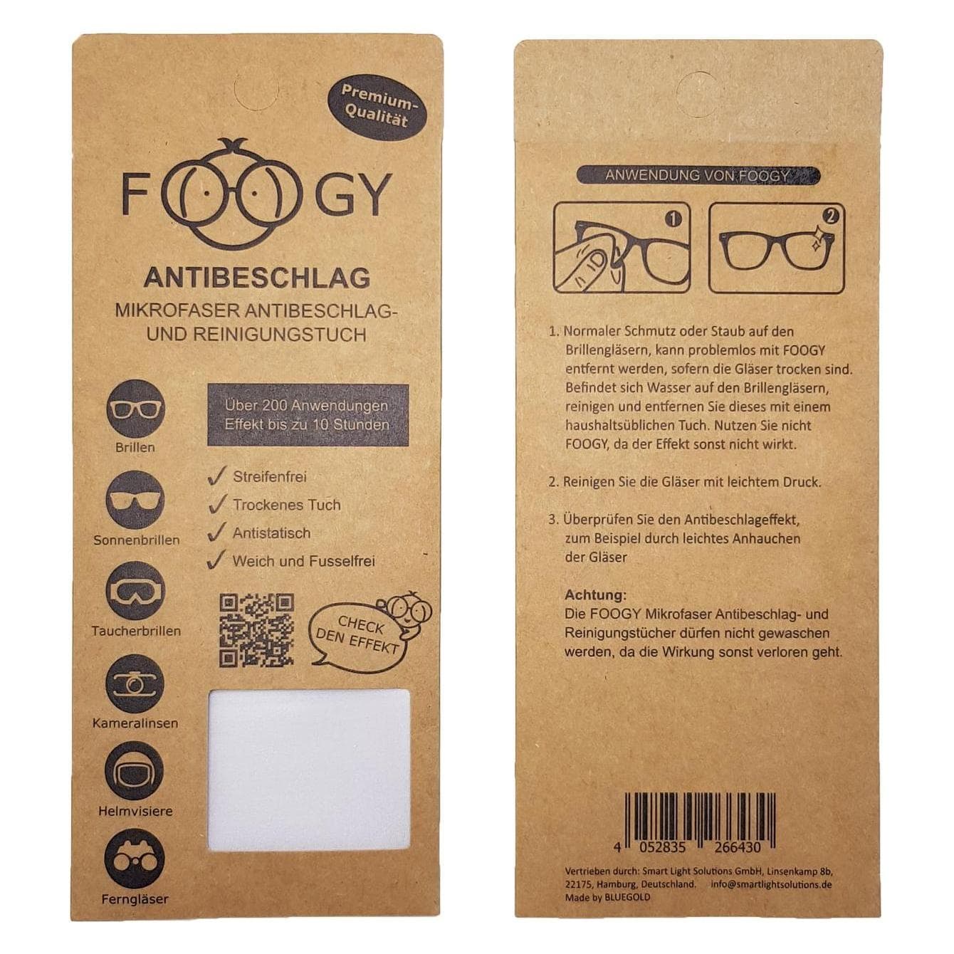 Foogy, Accessori per occhiali, Panno antiappannamento e per la pulizia, Grigio