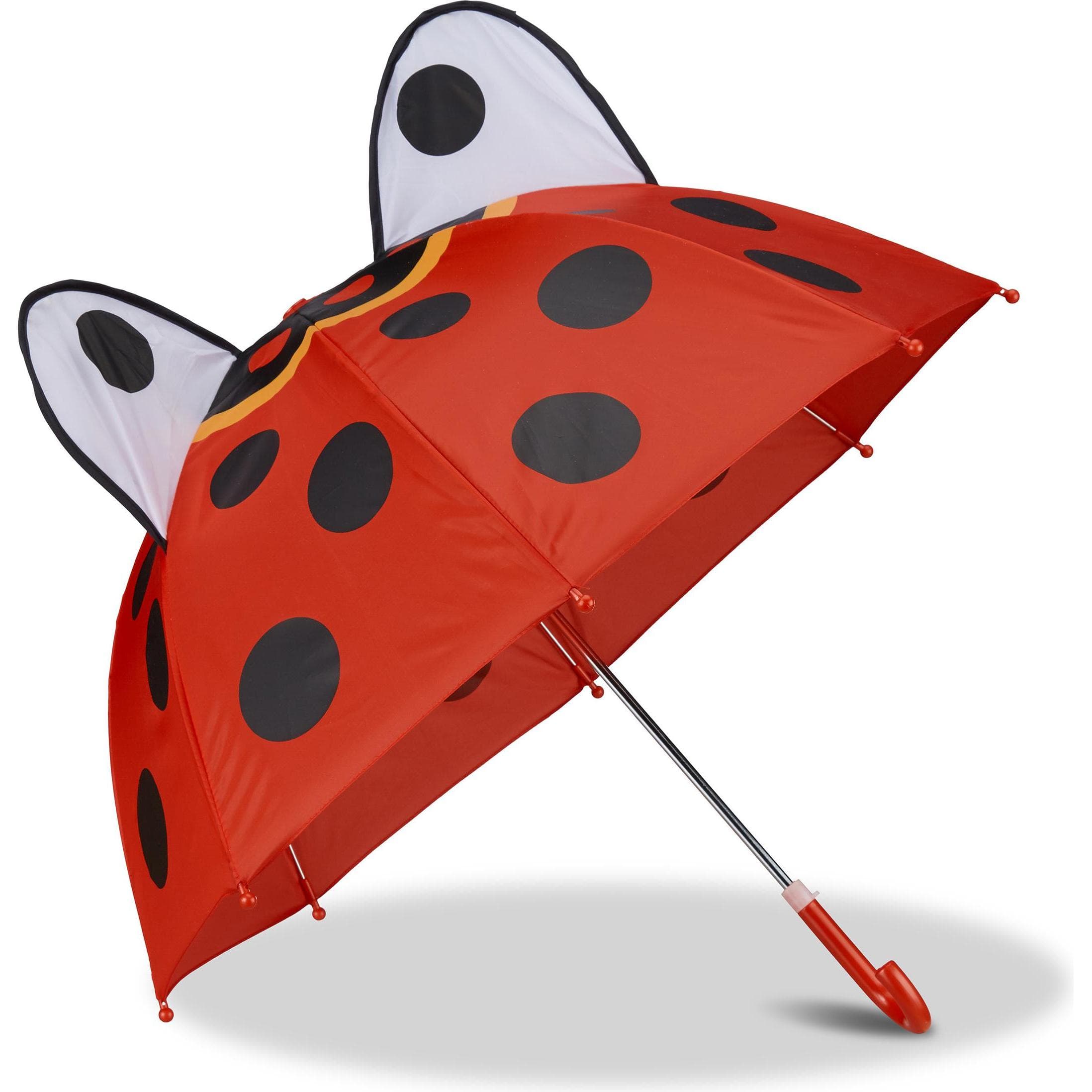 Relaxdays, Bambine, Ombrello, Ombrello per bambini colorato, Rosso