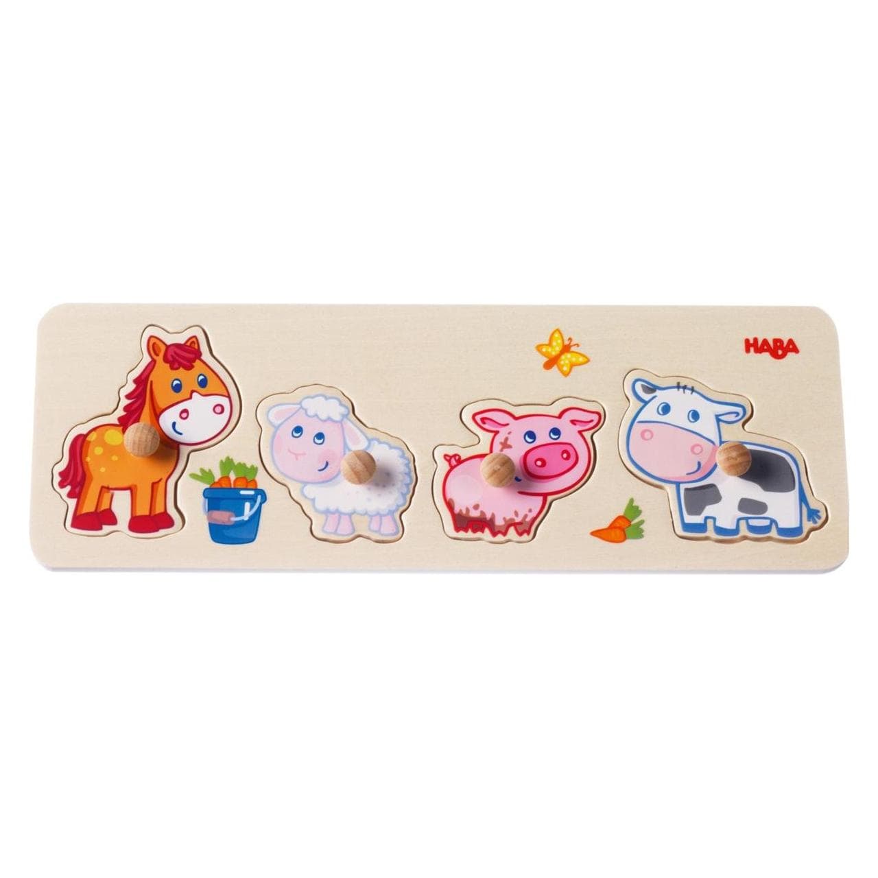 Haba Puzzle avvincente animali della fattoria per bambini (4 pezzi)