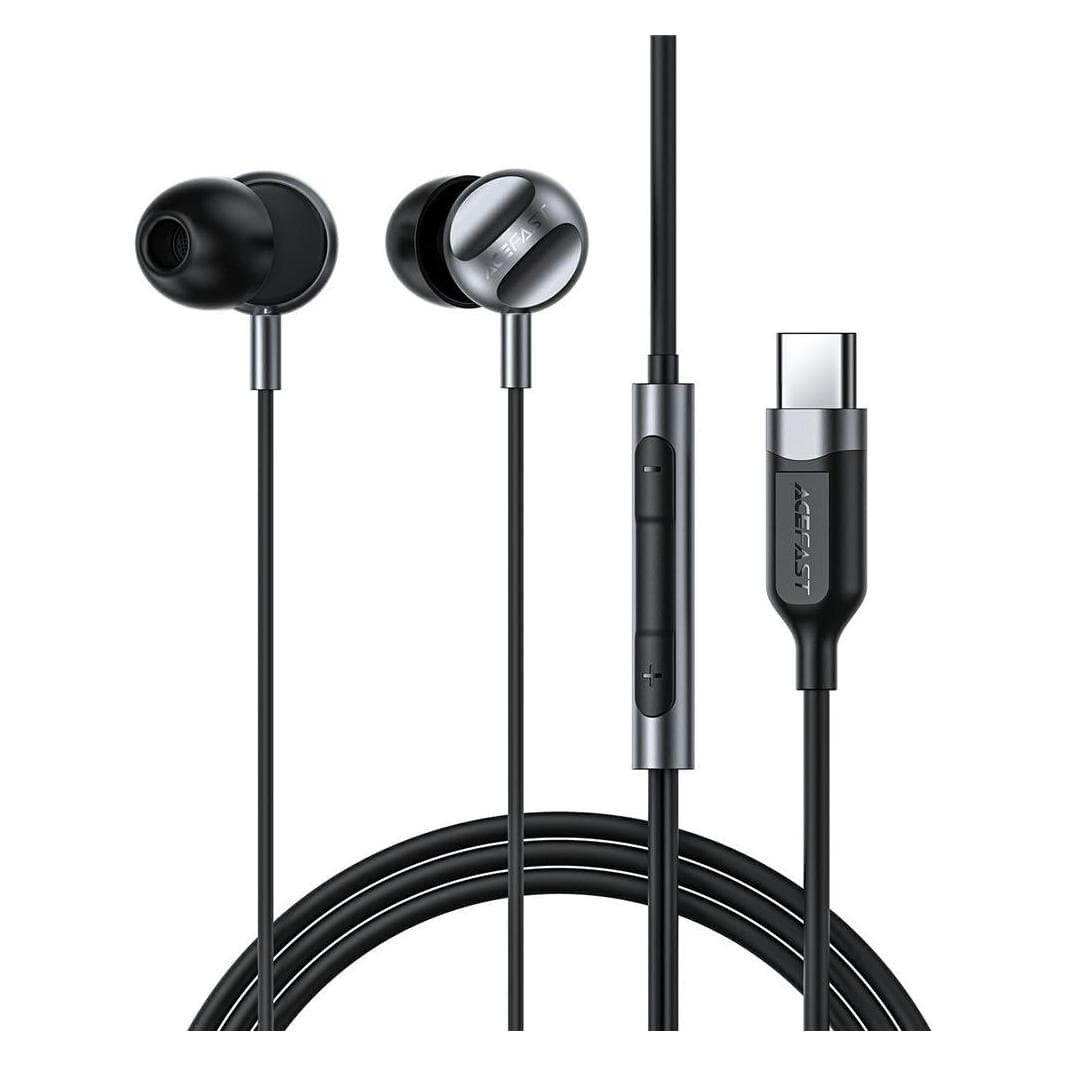 Acefast - Wired earphones (L6) - Type-C, In-ear, with HD Microphone, Flexible, 1.2m - Black (Nessuna cancellazione del rumore, Cablato), Cuffie, Nero
