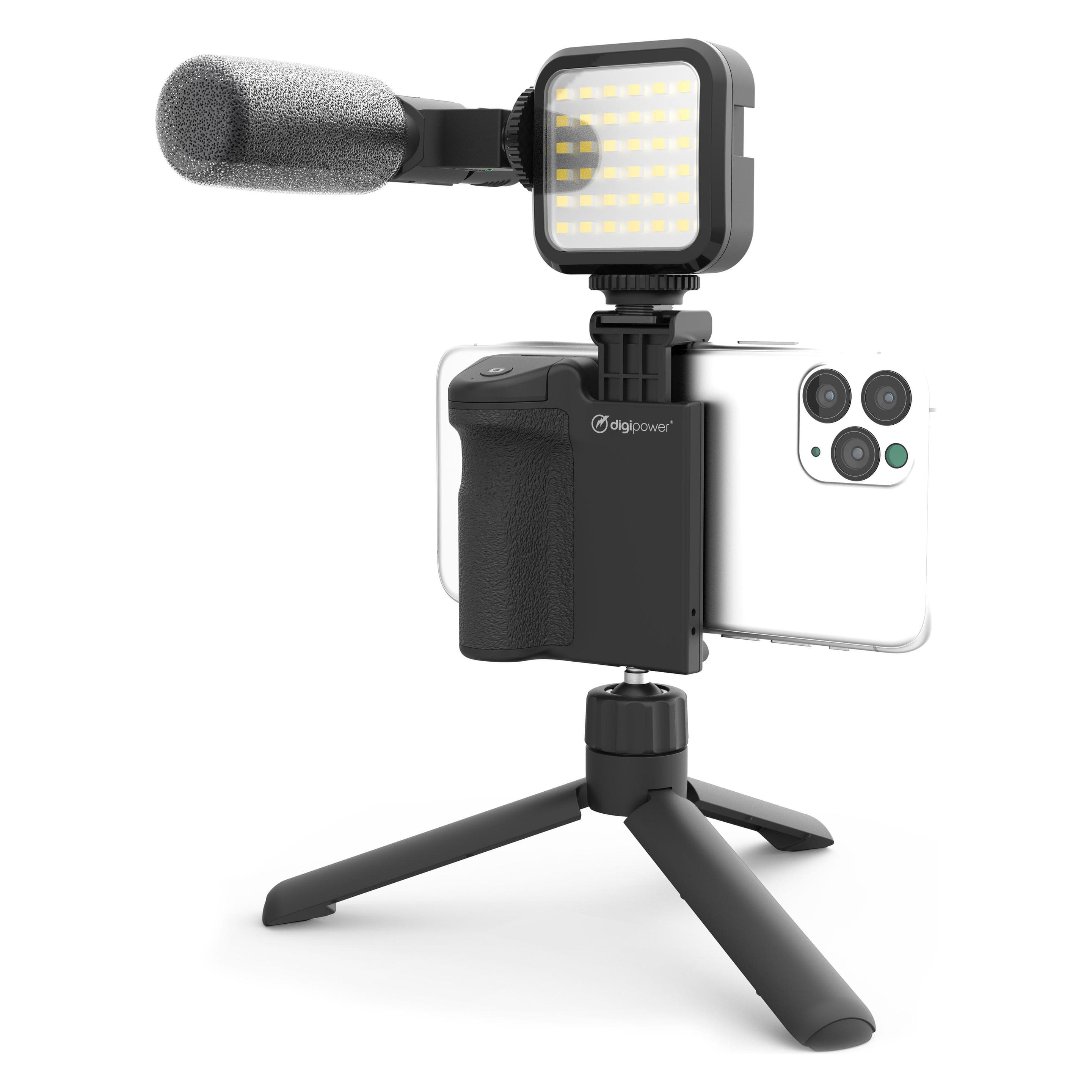 DigiPower Vlogging Kit Follow Me (4 parti) (Materiale sintetico), Treppiede, Nero