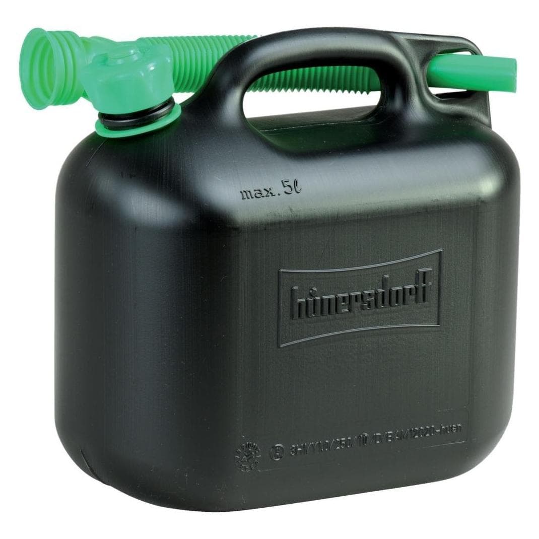 Hünersdorff, Attrezzatura per garage, Tanica di carburante CLASSIC 5 L HDPE nero qualità extra pesante