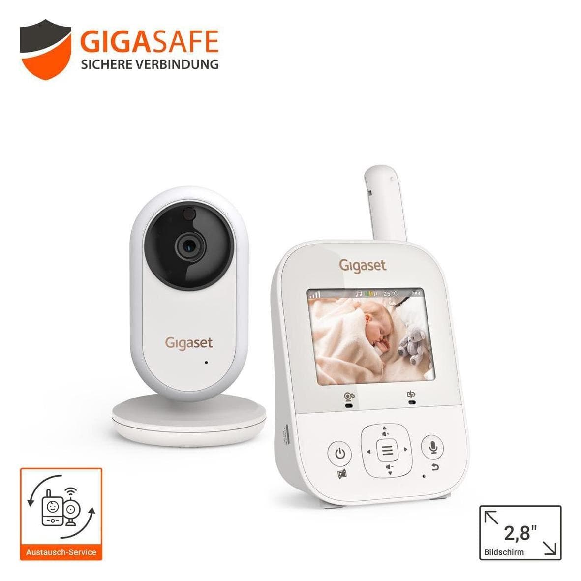 Gigaset, Baby monitor, Baby 300 Video-Babyphone cream white/warm grey (Baby monitor con telecamera, 300 m)