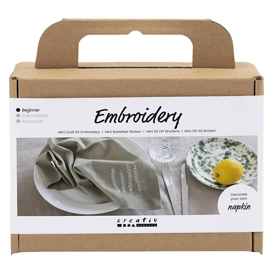 Creativ Company Bastelset Sticken Serviette, Kit per lavori manuali, Verde