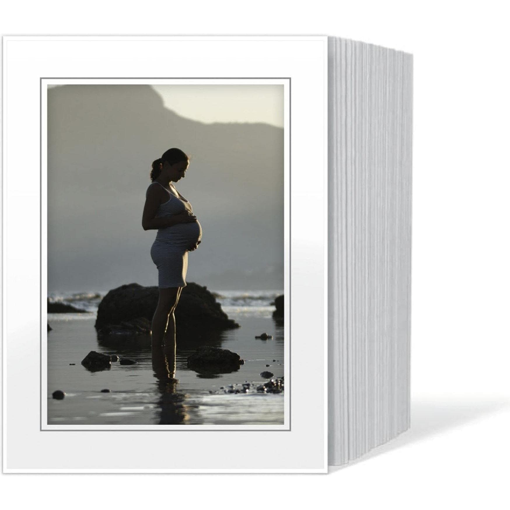 Daiber, Cornice, 1x125 passepartout senza fine 13x18 linea bianca/grigia (13 x 18 cm)