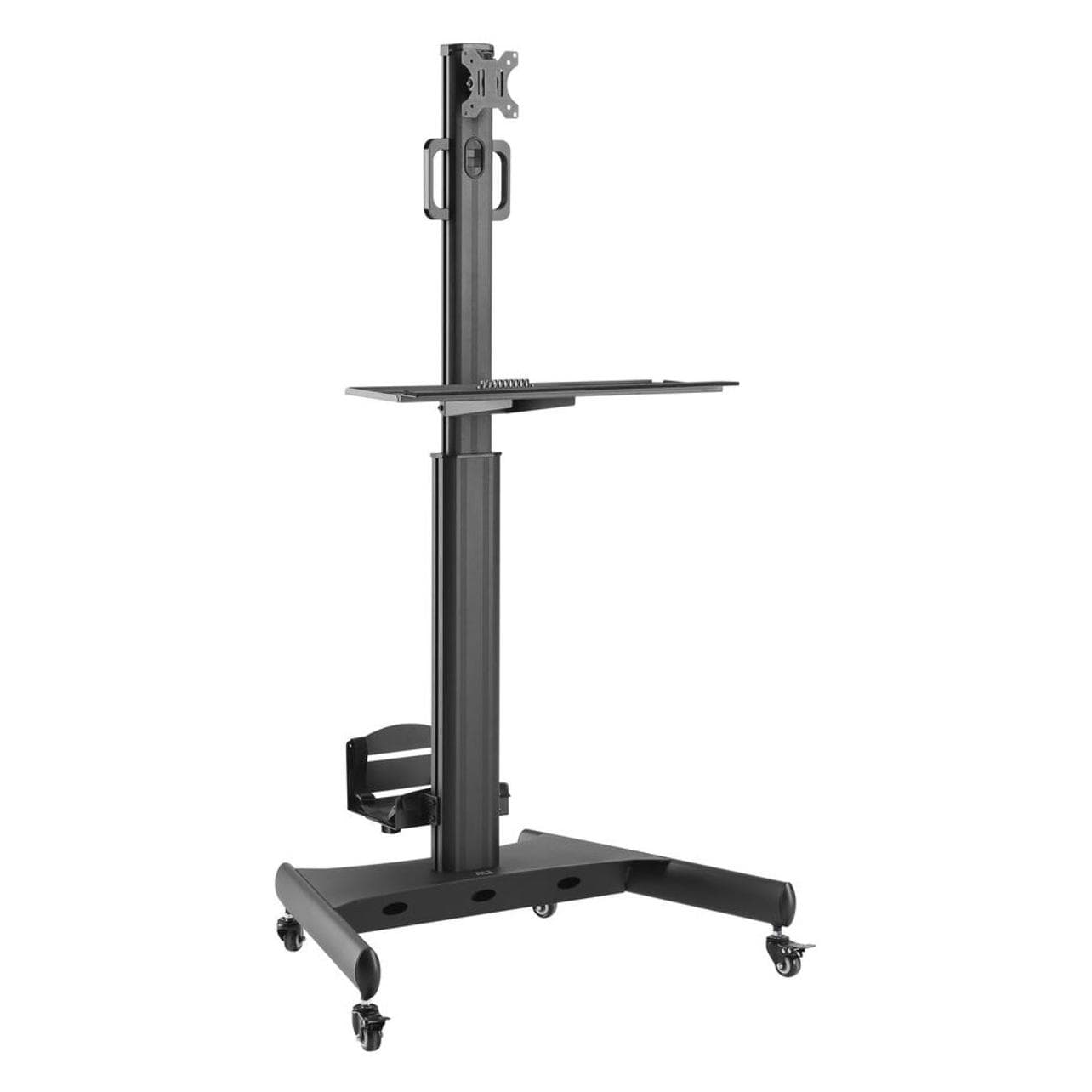ACT Mobile Workstation for a single monitor, with CPU mount, keyboard and mouse tray (Pavimento, 32", 8 kg), Supporto per monitor, Nero