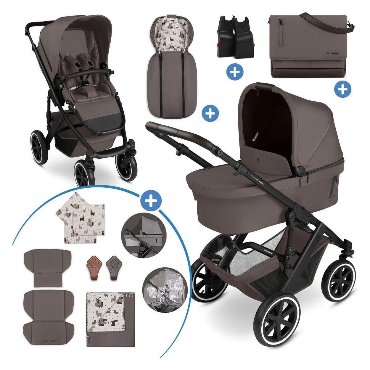 ABC Design, Passeggino, 12-tlg. Kombi-Kinderwagen-Set Salsa 5 (0 Mesi - 4 anni)