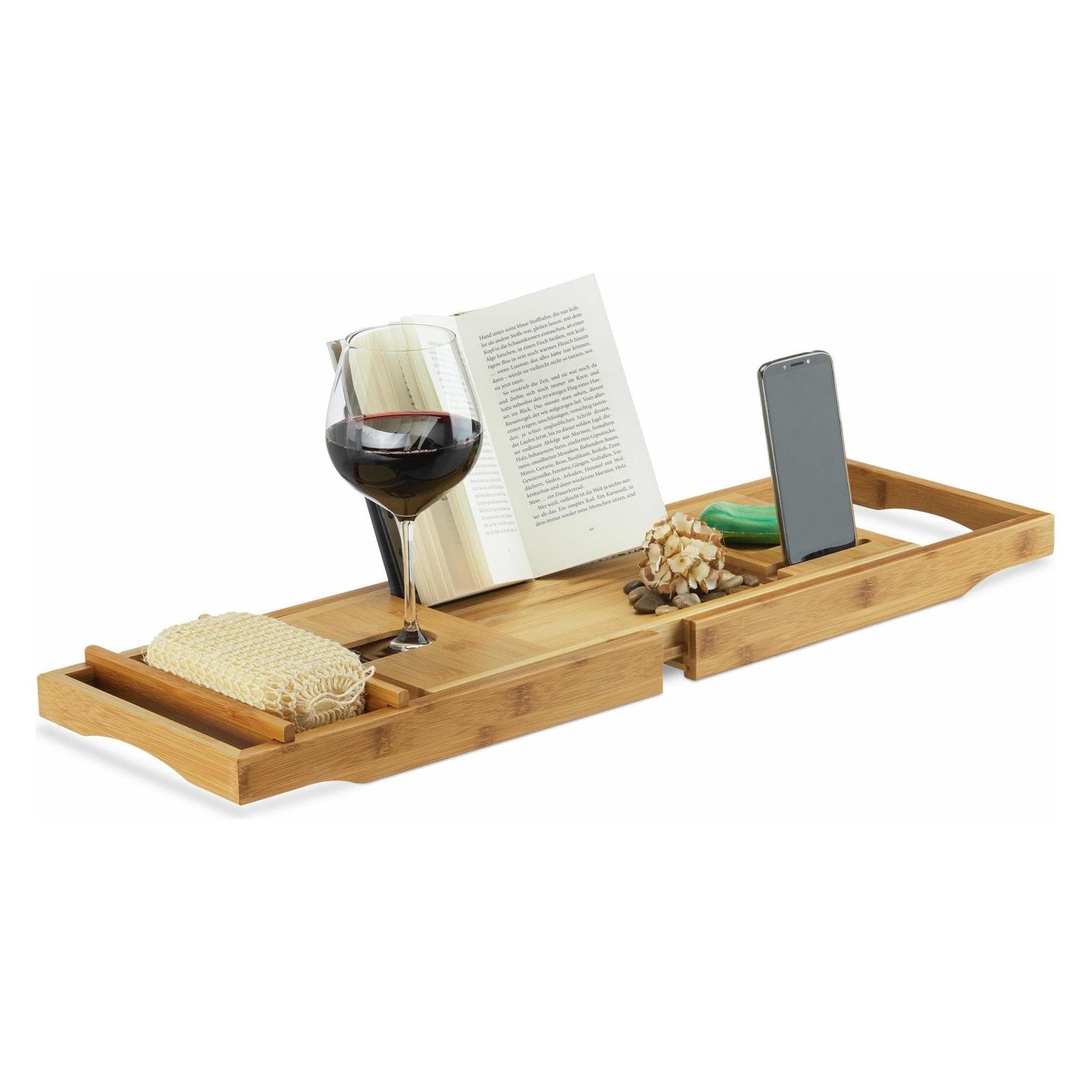 Relaxdays, Mensola doccia, Vasca da bagno in bambù (23 x 108 x 19 cm)