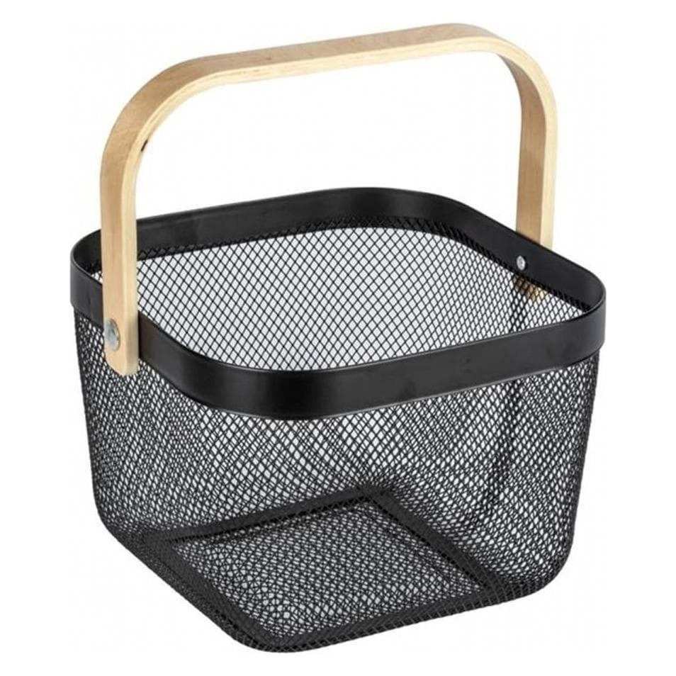 Wenko, Portaoggetti bagno, Portautensili da bagno Bambusa Nero, con manico