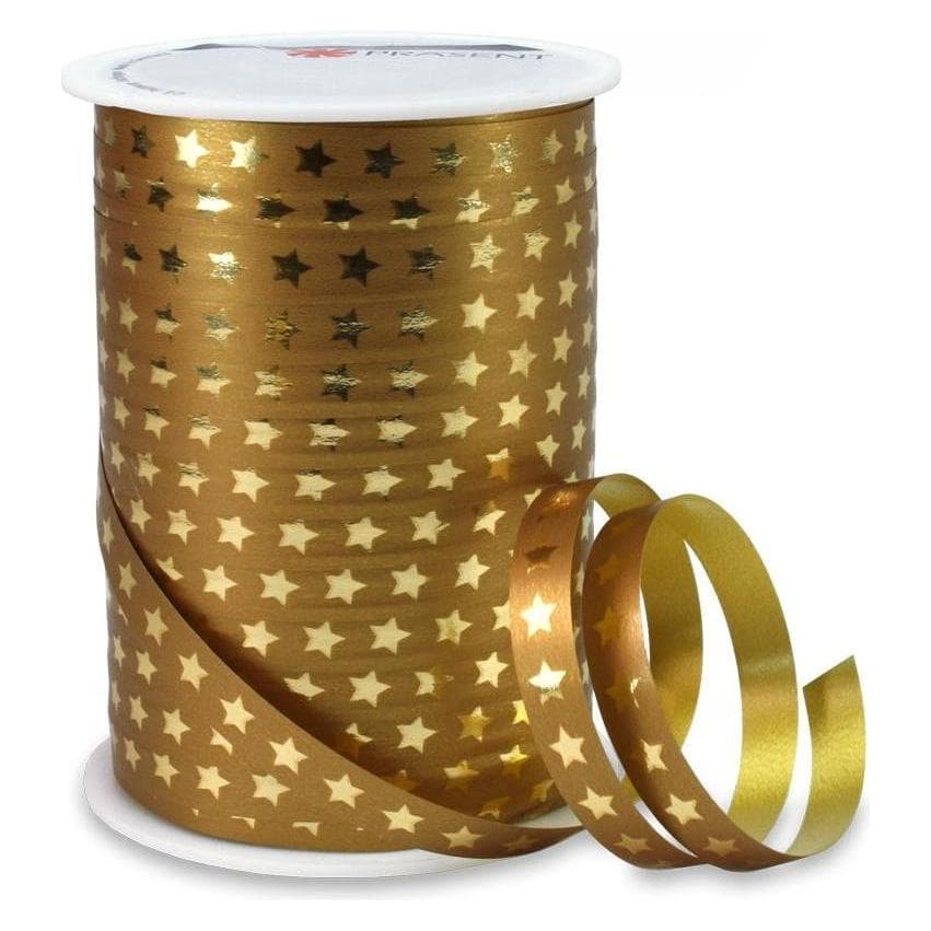 Pattberg, Confezione regalo, Nastro regalo a stella di Natale 1 cm x 100 m, Oro (1x)