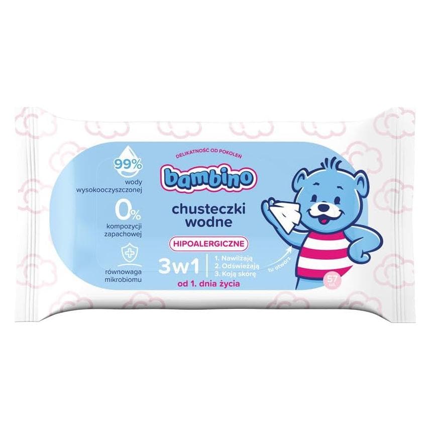 NIVEA BAMBINO Chusteczki wodne 3w1 57szt (1 x 57 pz.)