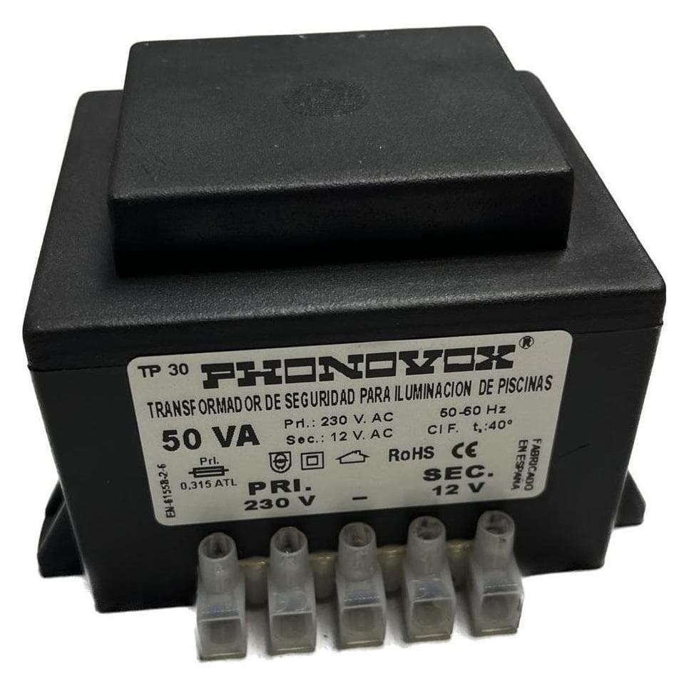 Phonovox, Accessori da piscina, Sicherheitstransformator für Schwimmbadbeleuchtung 50 VA 12 V Schwarz
