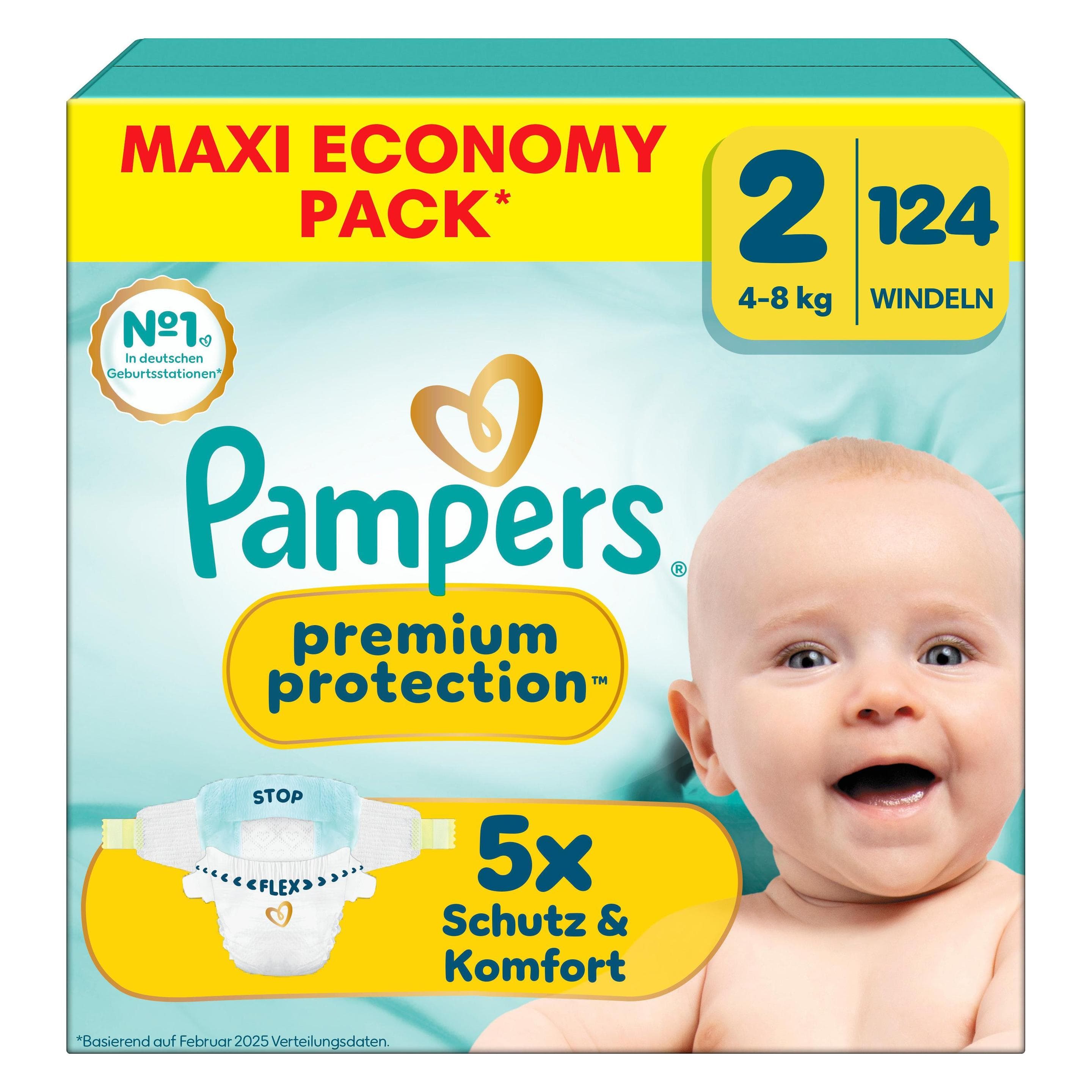 Pampers Premium Protection (Dimensione 2, Pacco mensile, 124 pz.)
