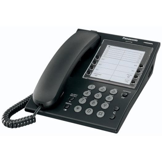 Panasonic KX-T7710NE-B Terminale analogico nero con funzioni di sistema tasti progr. per numeri e funz..., Telefono, Nero