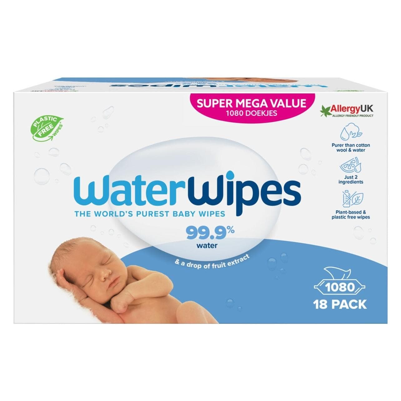 WaterWipes Salviette umidificate per bambini (18 x 60 pz.)