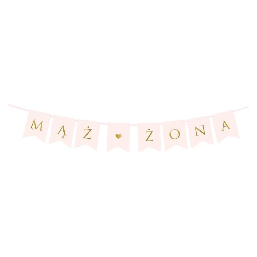 Partydeco Striscione Mąż Żona, rosa chiaro, 15 x 110 cm (1 pkt / 1 pz.) (1 pz.)