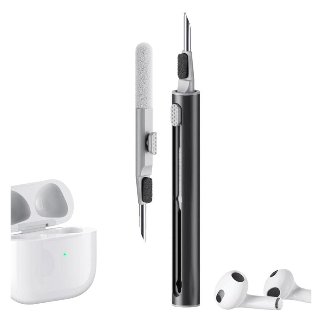 Screenguard 3-in-1 Kopfhörer Reinigungsstift Cleaning Kit (Apple AirPods, Samsung Galaxy Buds FE), Cuscinetti per cuffie, Nero, Grigio