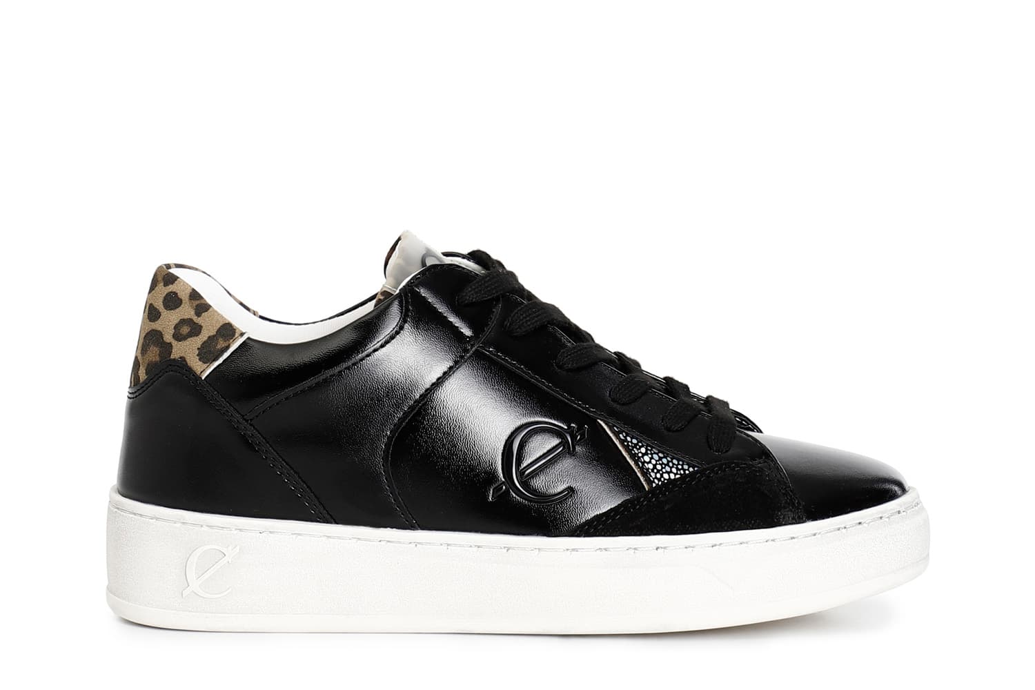 sneakers da donna effetto laminato nero/maculato 40