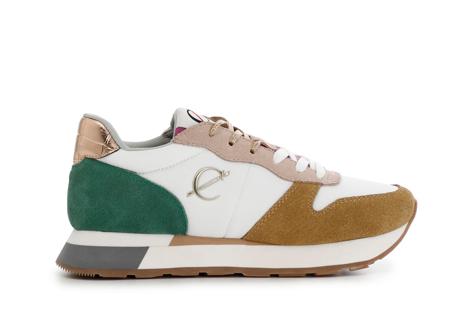 sneakers da donna in pelle scamosciata e tessuto multicolor 36