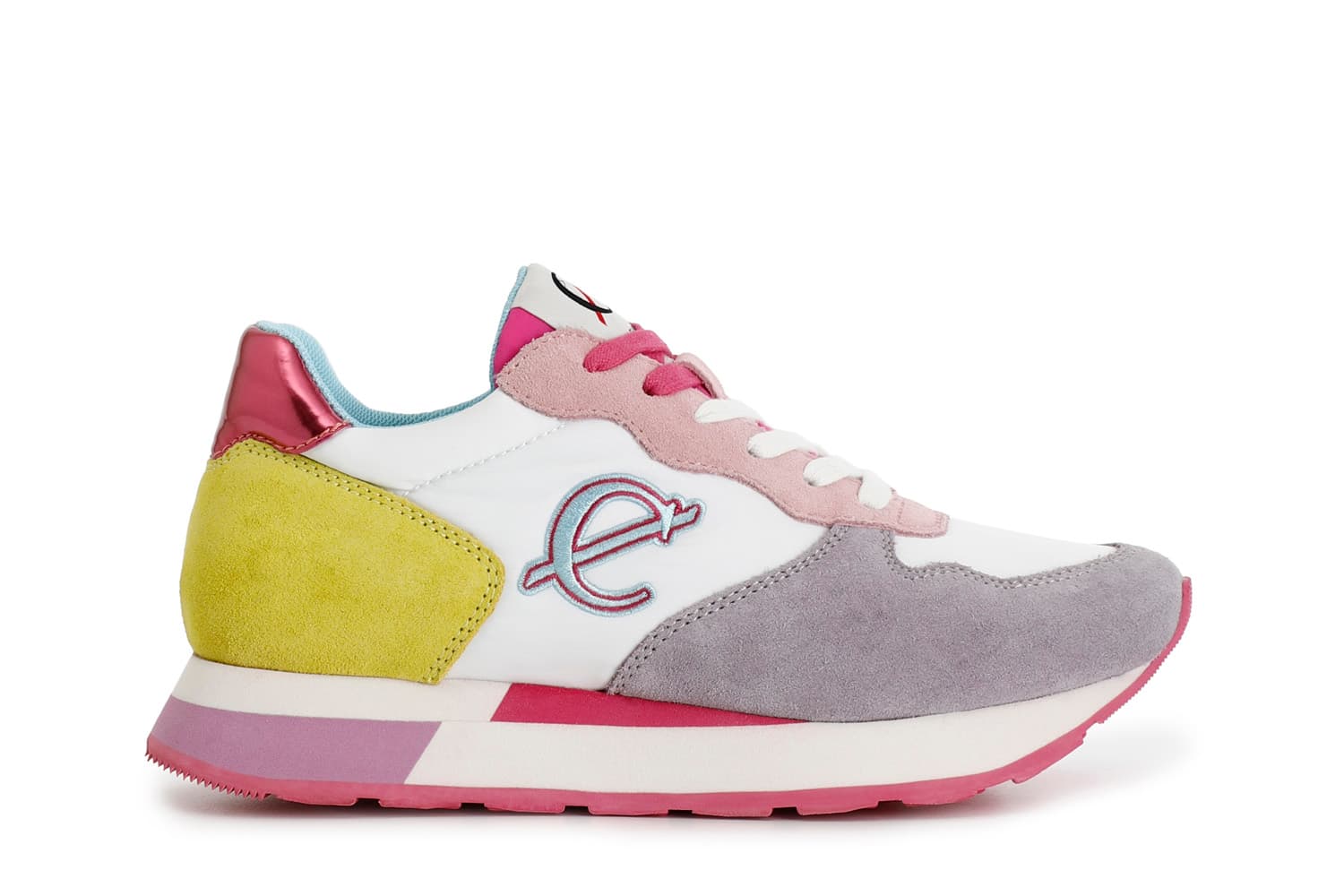 sneakers da donna in pelle scamosciata e tessuto multi glicine 40