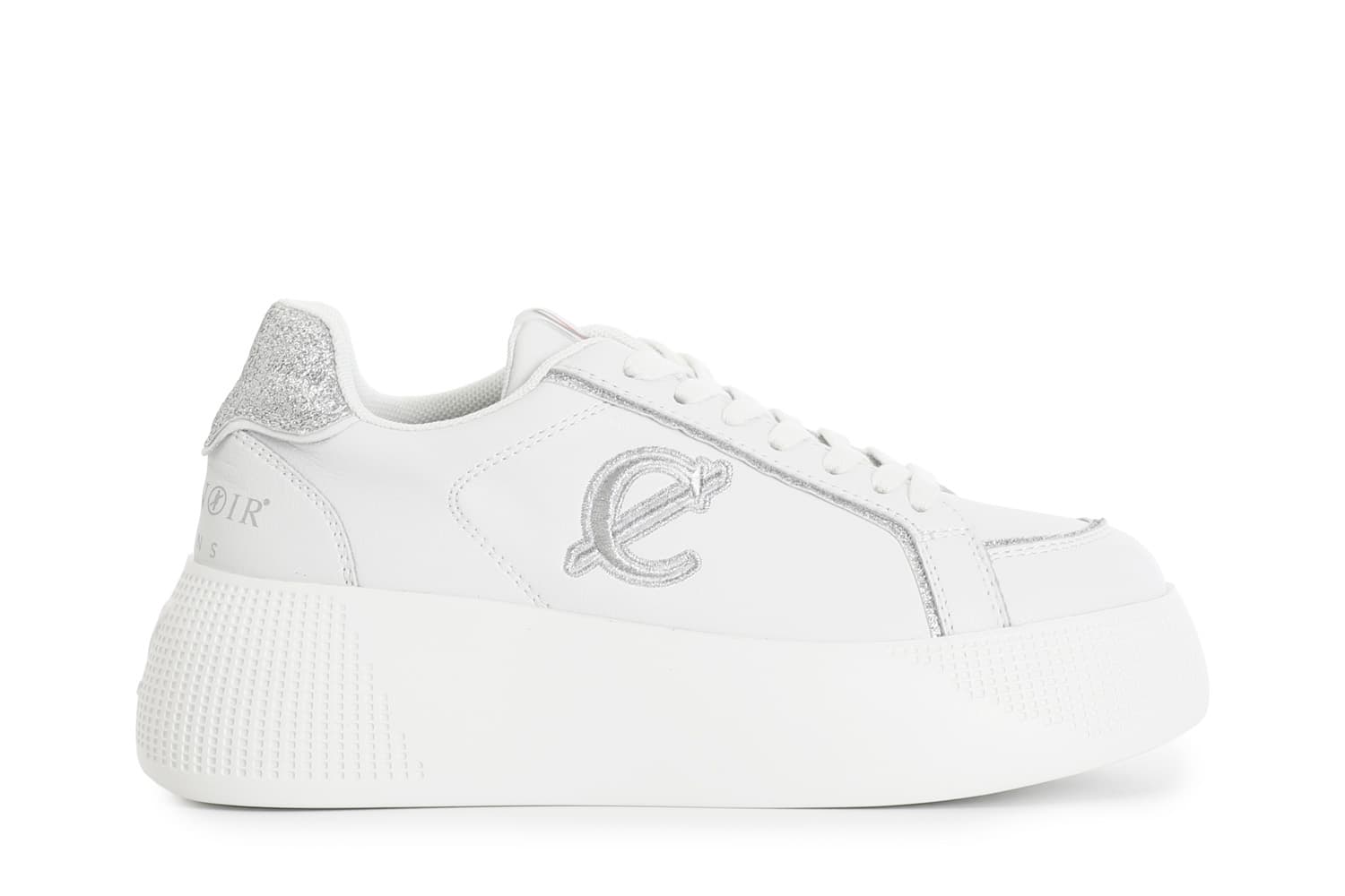 sneakers con riporti glitter e logo ricamato bianco 39