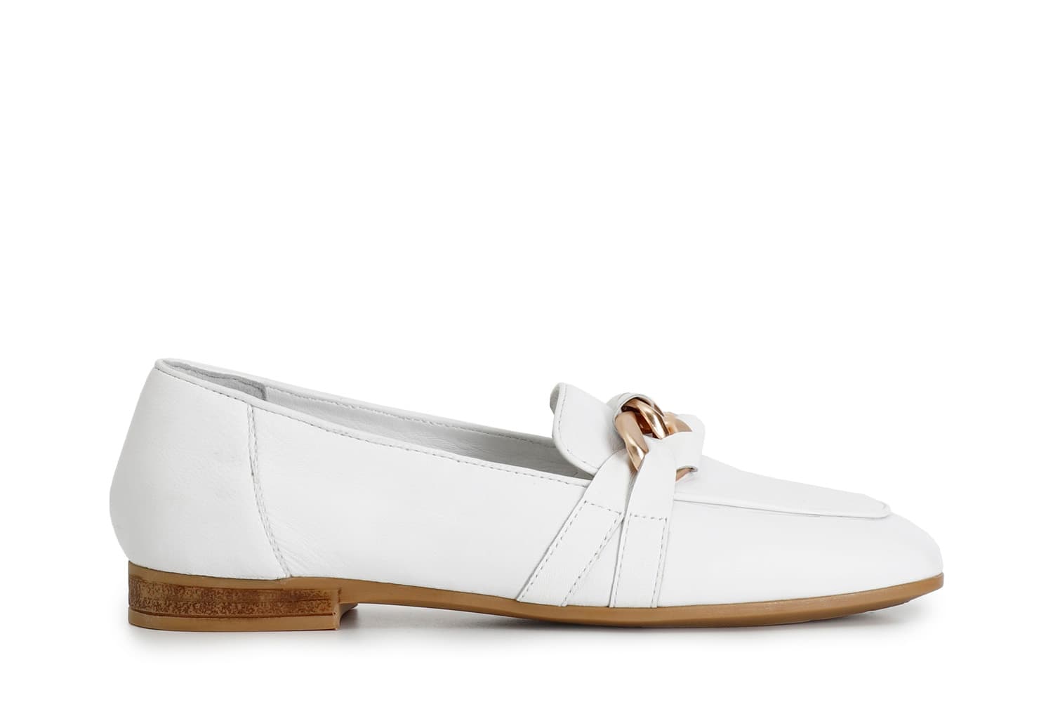 mocassini donna in pelle con catena bianco 36