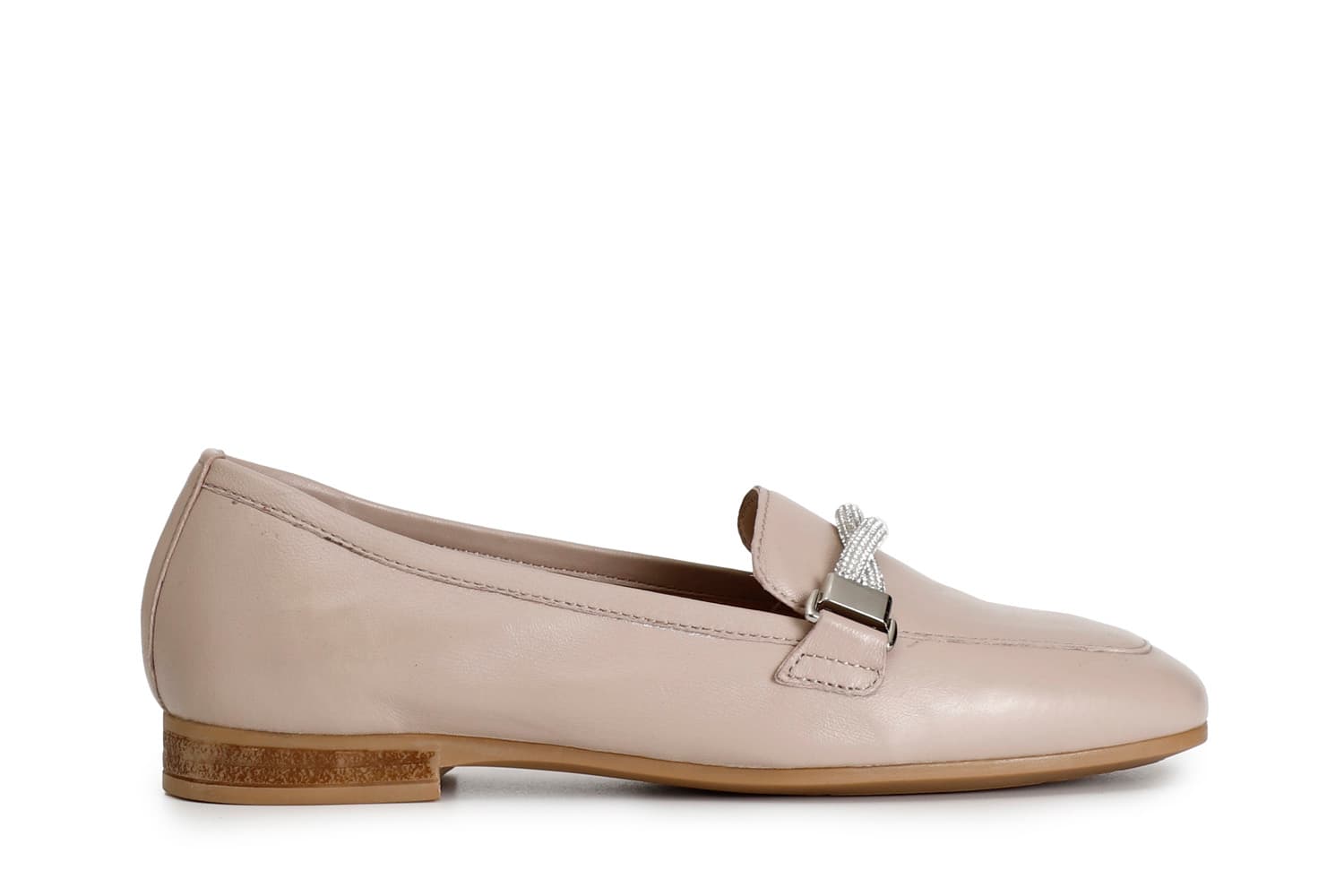mocassini in pelle con morsetto strass taupe 39