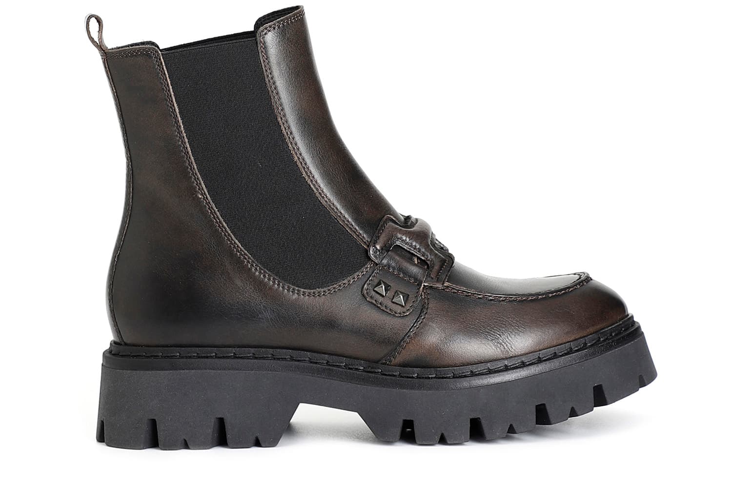 tronchetto da donna con elastico in pelle spazzolata antracite 35