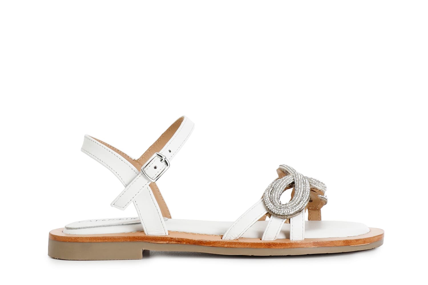 sandali gilda in nappa con accessorio strass bianco 37