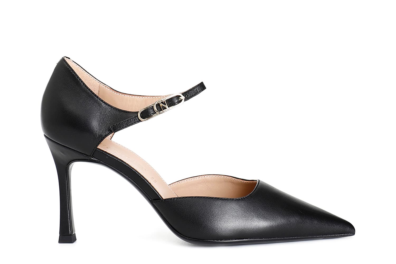 décolleté spezzata in pelle con fibbia nero 40