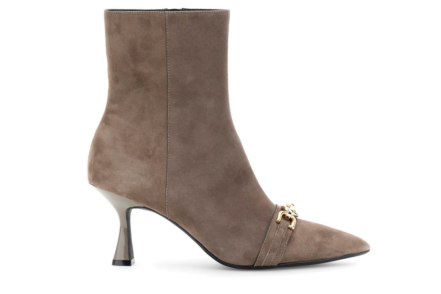tronchetti in camoscio con morsetto taupe 40