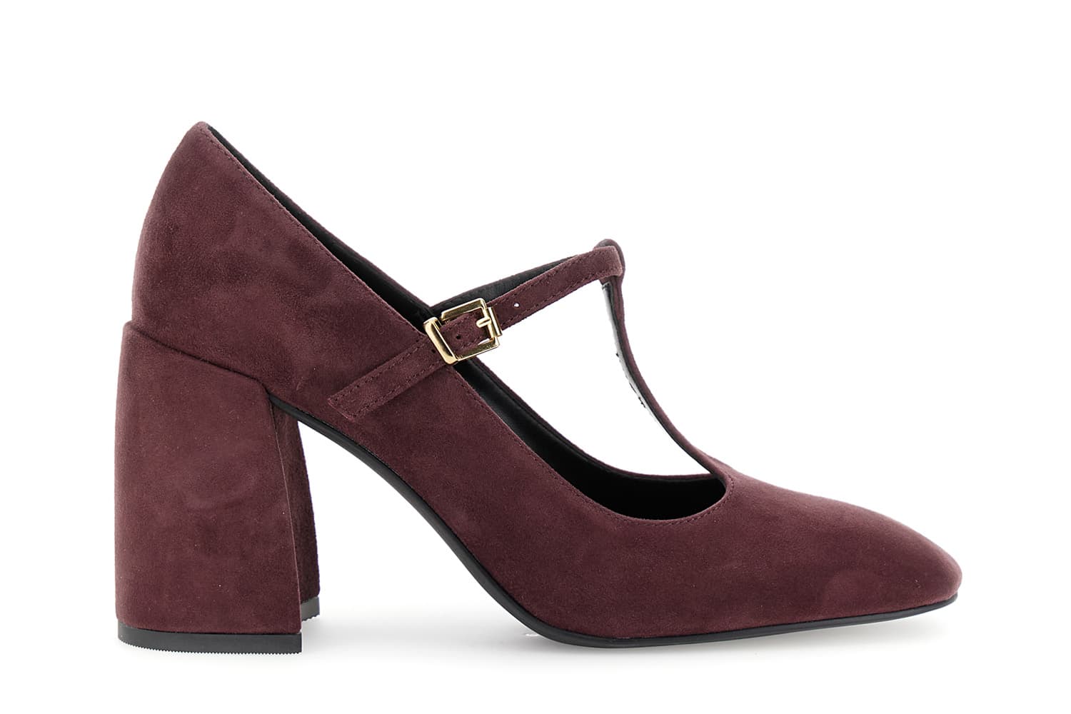 décolleté in camoscio con laccino a"t" bordeaux 37