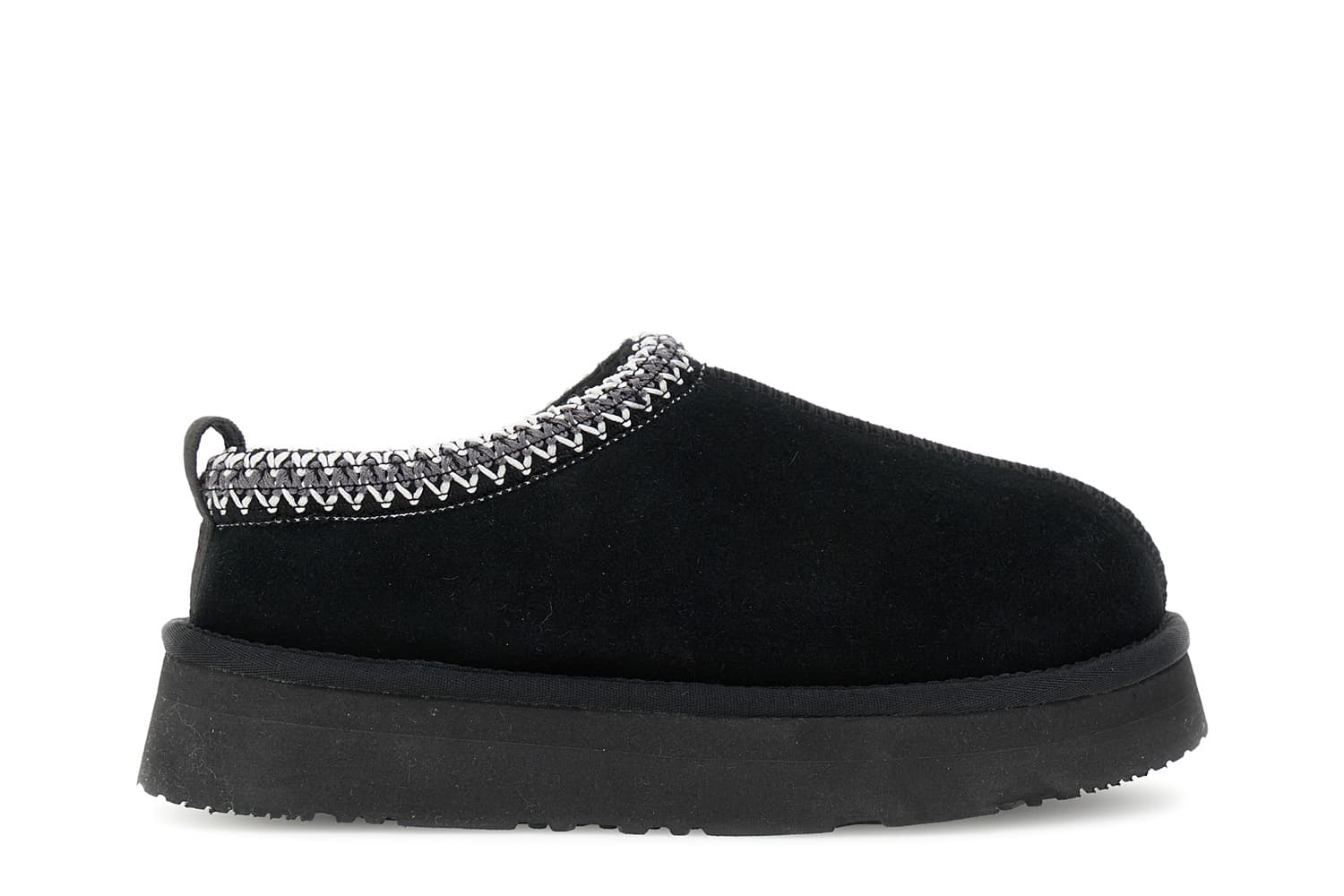 sabot in pelle scamosciata con pelliccia nero 37