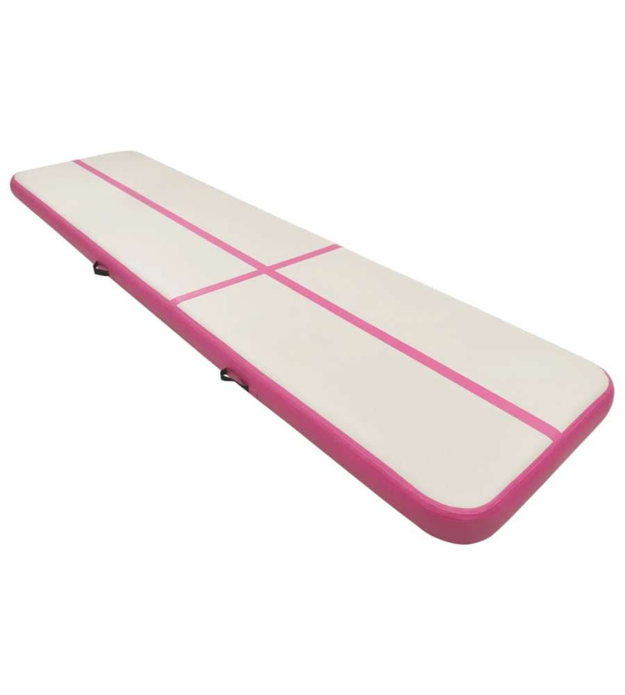 Tappetino Ginnastica Gonfiabile con Pompa 600x100x15cm PVC Rosa