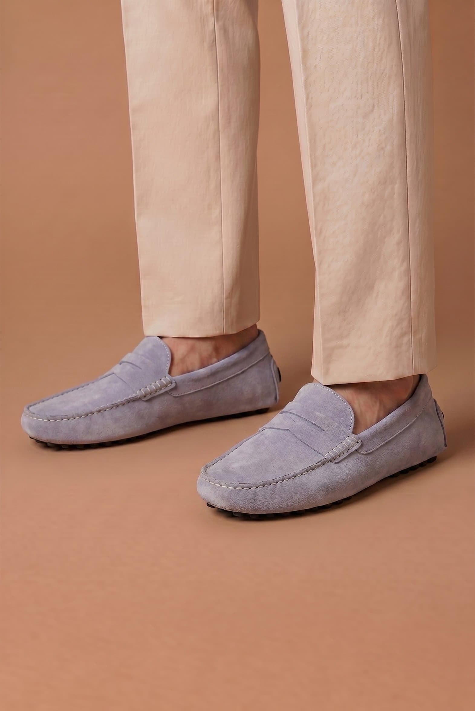 Mocassino in camoscio grigio perla da uomo D'Arienzo, Seleziona Taglia ITA 44, Colore Grigio