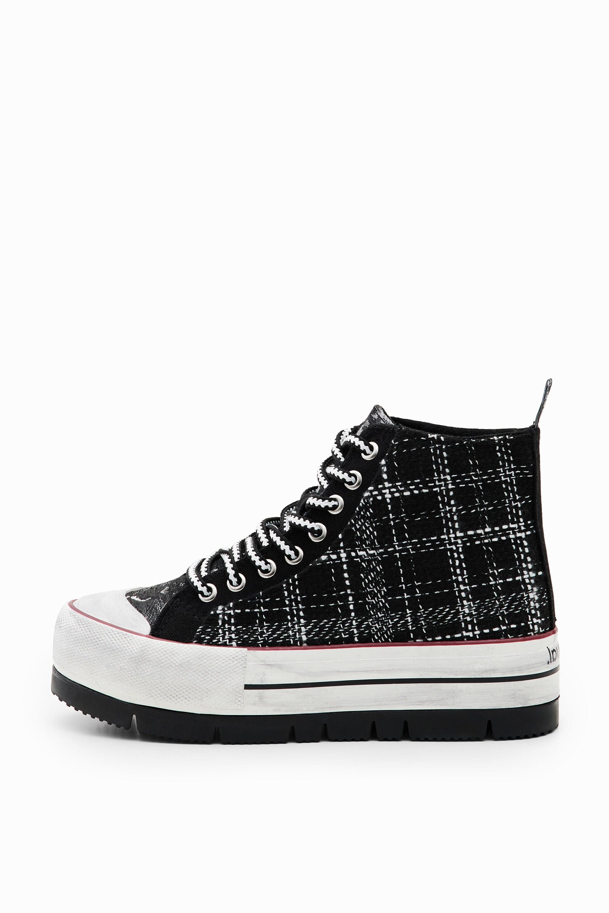 Sneakers alte con plateau e tartan