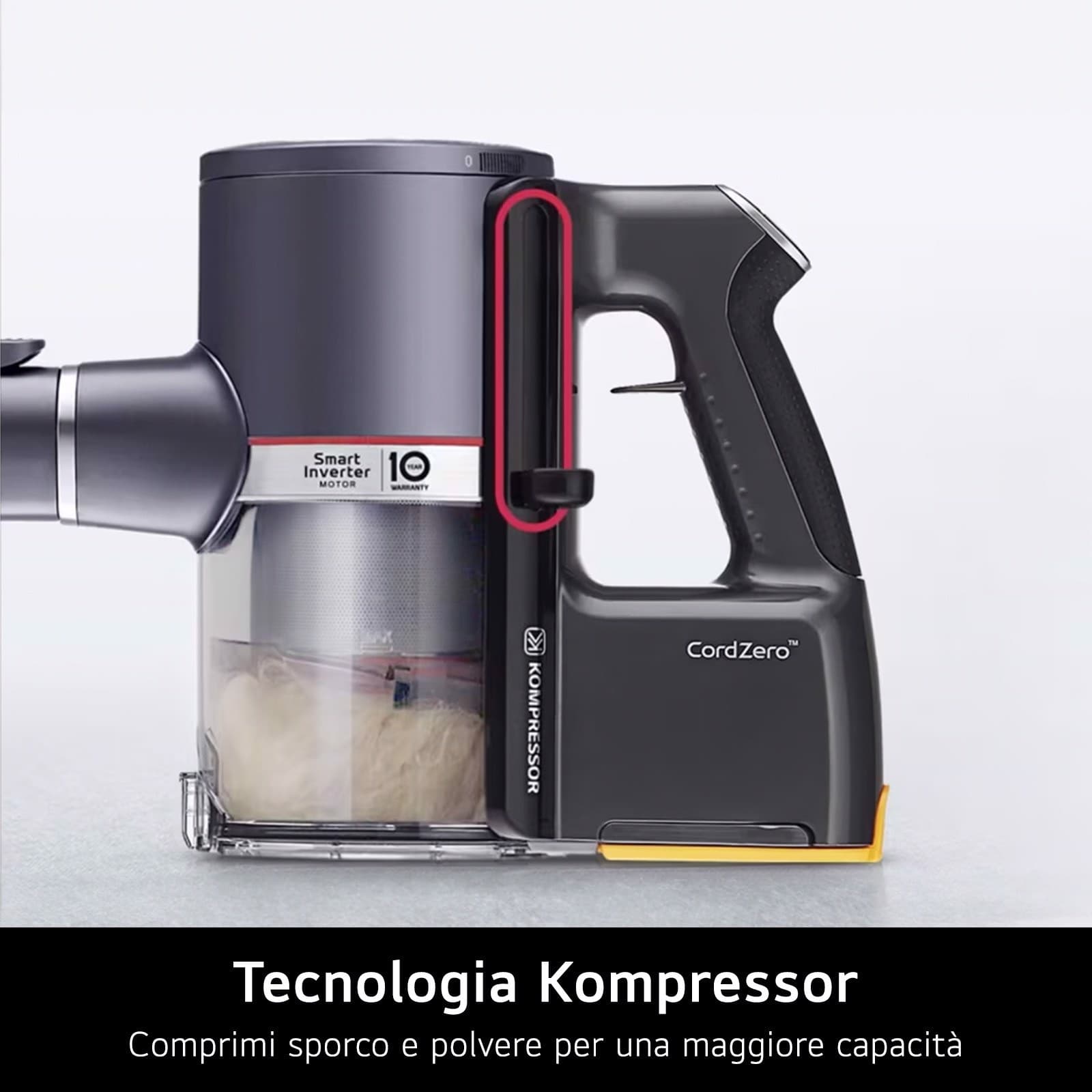 LG CordZero A9K Lite, Aspirapolvere Kompressor 220W, 60 min, 1 spazzola + 2 accessori, Filtro 5 strati, Wi-Fi, Beige