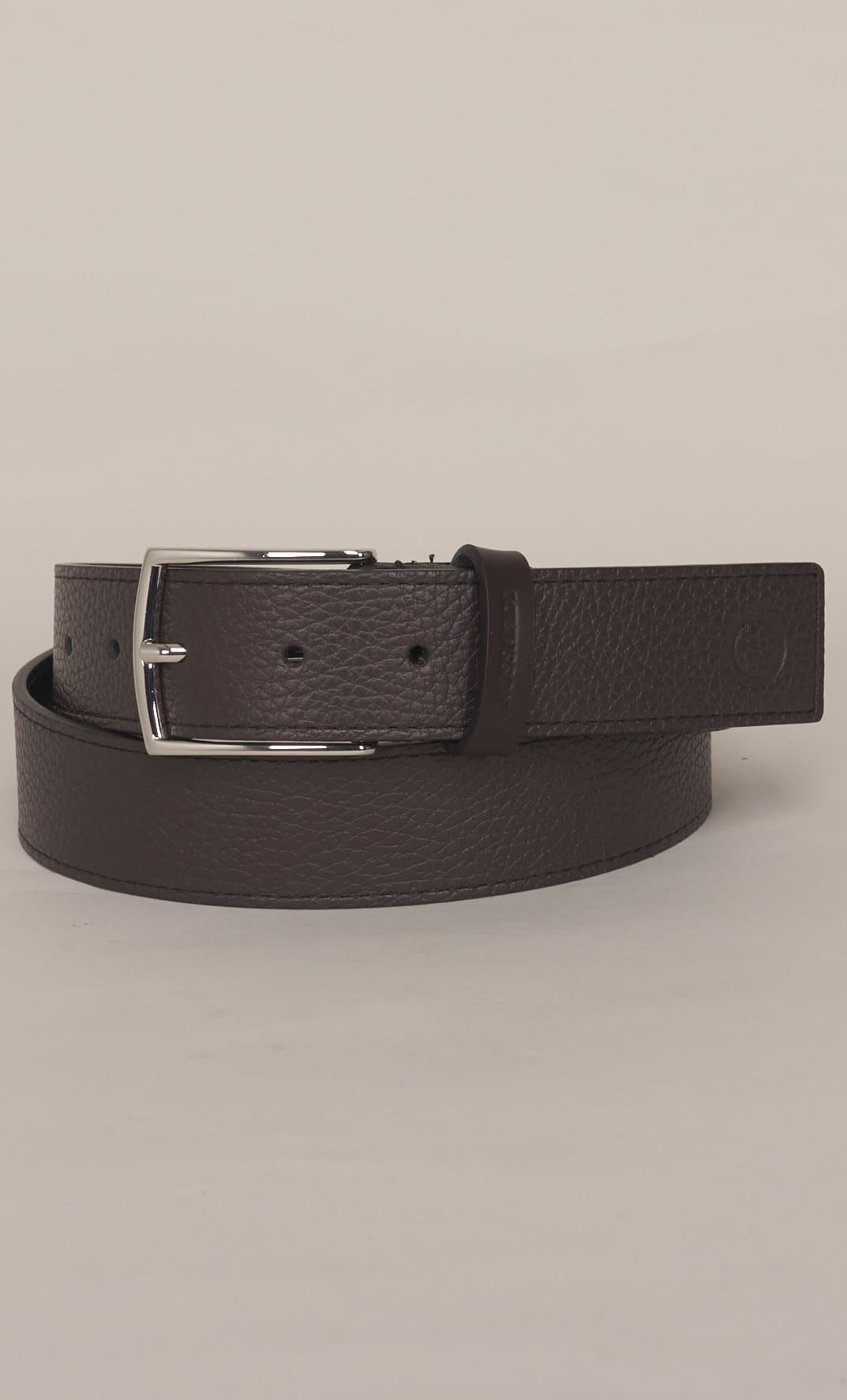 Cintura trussardi in pelle martellata con logo, colore moro
