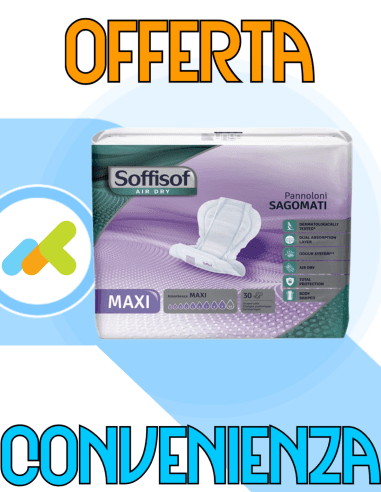 Soffisof Air Dry Pannolone Sagomato Maxi | Assorbente E Contro I Cattivi Odori | 30 Pezzi