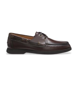 BOSS per uomo. 50570591 Scarpe in pelle Sienne Boat marrone scuro (46), Basso, Stringhe, Casual, Classico
