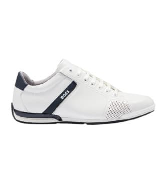 BOSS per uomo. 50498282 Sneaker Saturn in pelle bianca (40), Bianco, Basso, Stringhe, Casual
