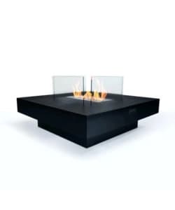 Camino bioetanolo da terra per interno esterno divina fire "panarea" in acciaio nero 70x70x35 cm